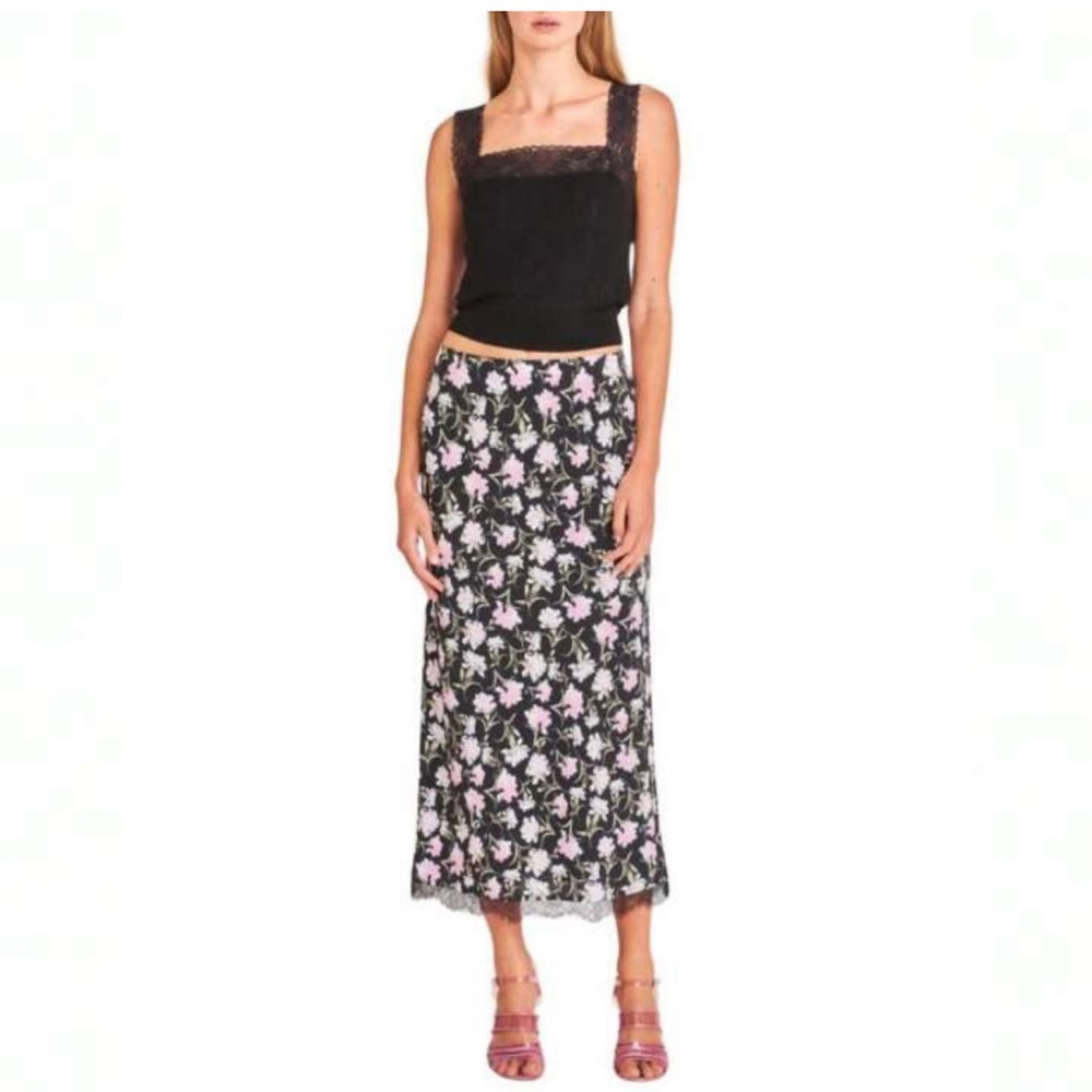 LoveShackFancy Castel Floral Black and Pink Maxi Skirt size XS - Picture 14 of 14